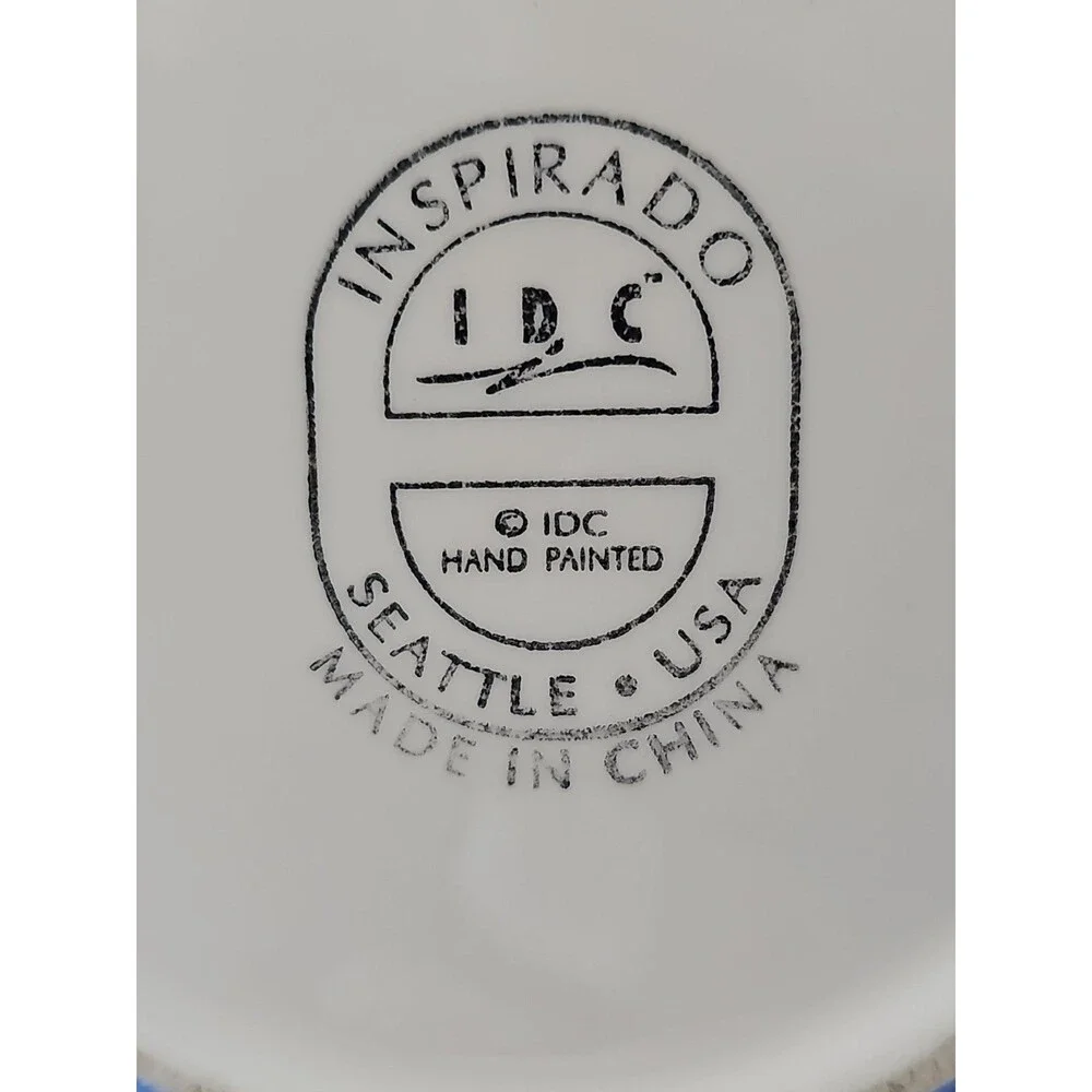Inspirado Ceramic Cookie  / Biscotti Jar Blue White Coffee Cup Beans Hinged Lid